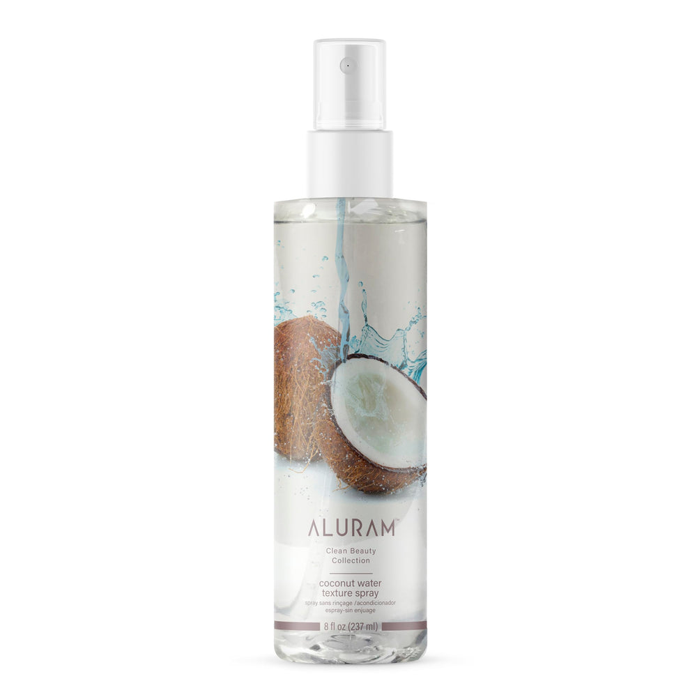 ALURAM Coconut Water Texture Spray bottle shows lightweight texture and flexible styling benefits.