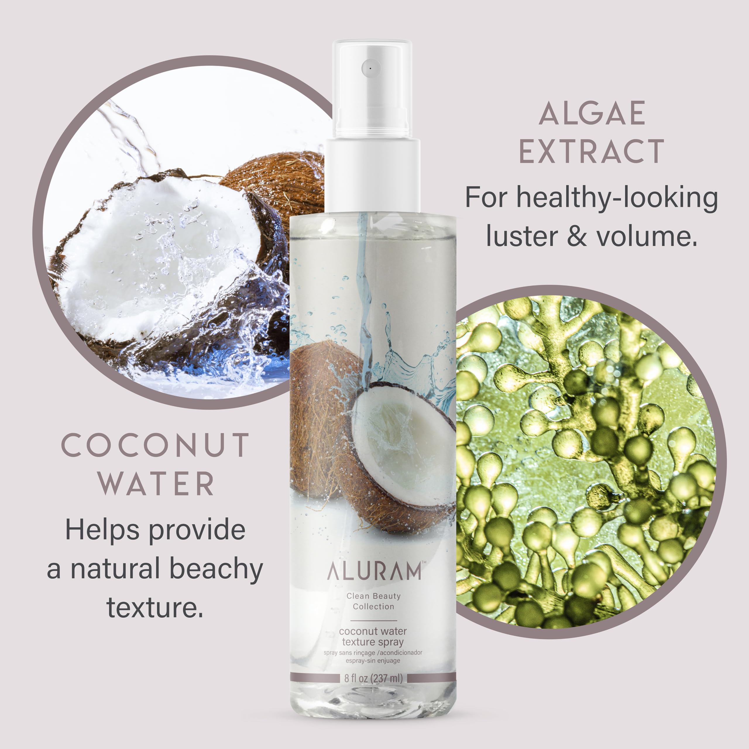 ALURAM Coconut Water Texture Spray hand-application for easy, touchable styling.