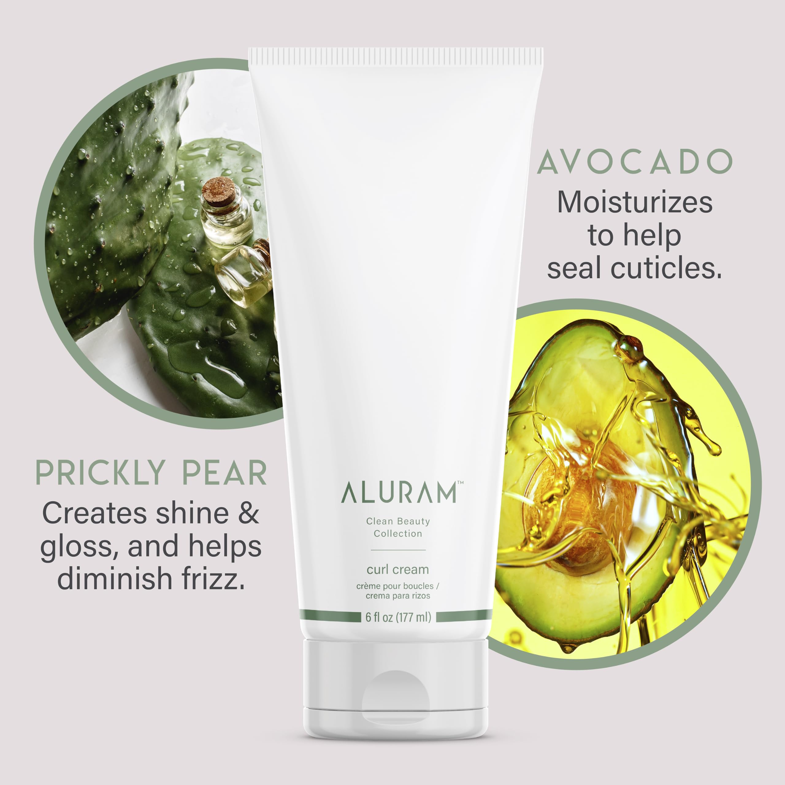 ALURAM Curl Cream taming frizz for a sleek curl pattern.
