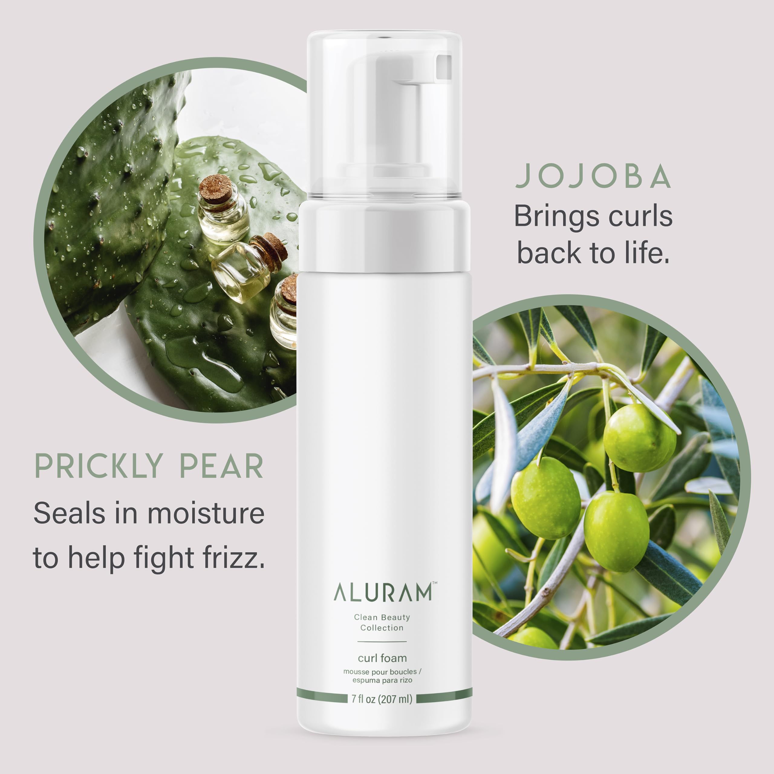 ALURAM Curl Foam applied to curls delivering defined patterns and flexible hold