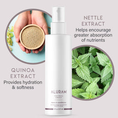 ALURAM detangling action demonstrates smoother comb-through for styling prep