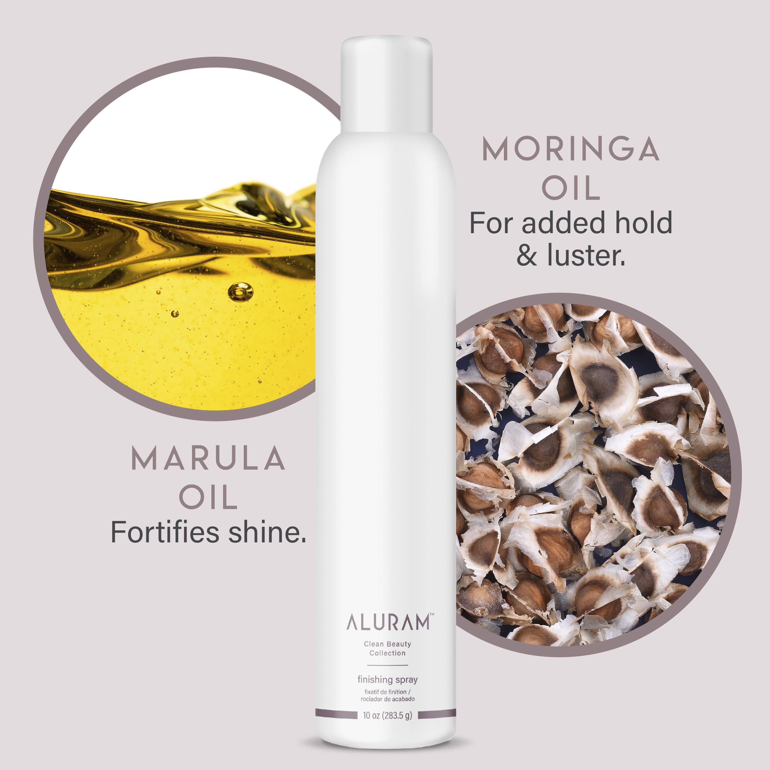ALURAM finishing spray bottle shows UV protection for color preservation.