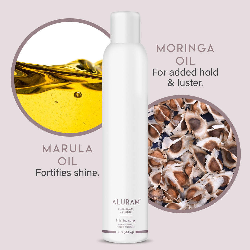 ALURAM finishing spray bottle shows UV protection for color preservation.
