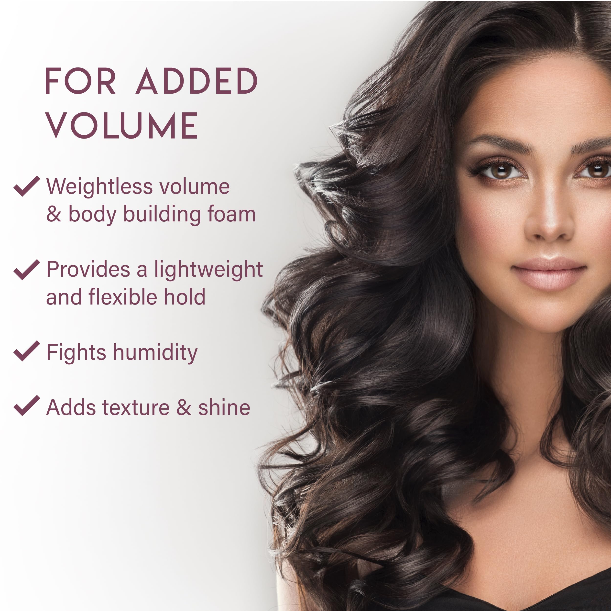 ALURAM Coconut Water Volumizing Foam dispense close-up illustrates quick, easy application.