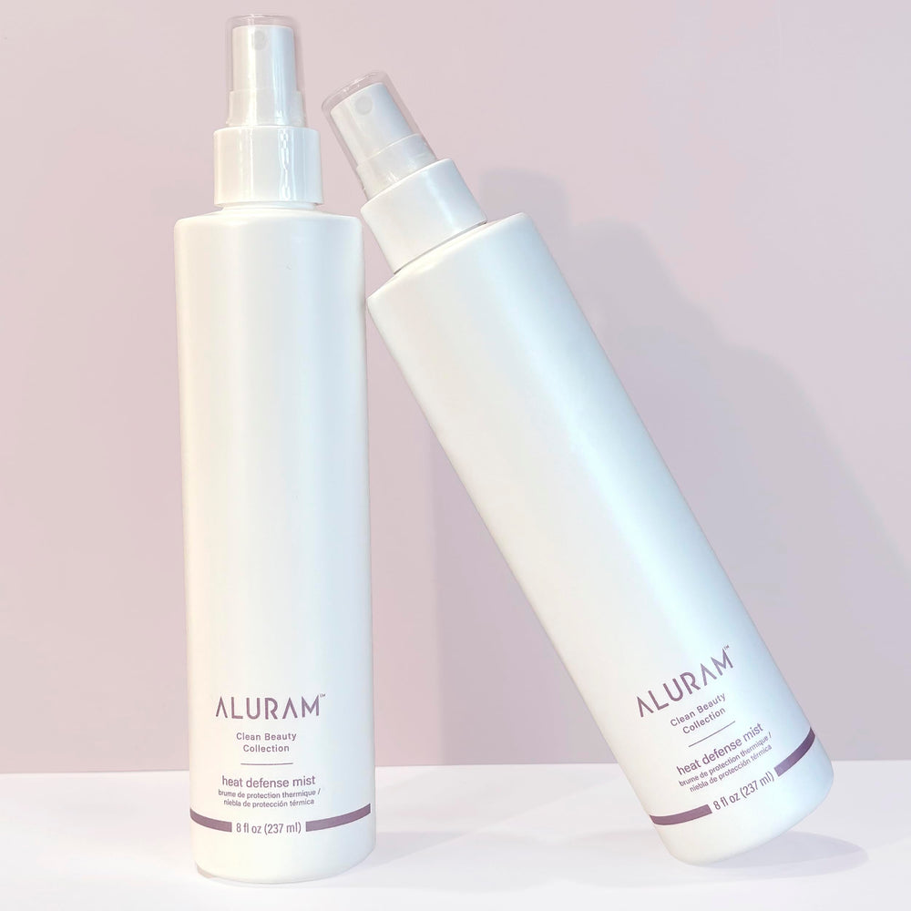 ALURAM Heat Defense Mist on damp hair delivering detangling shine
