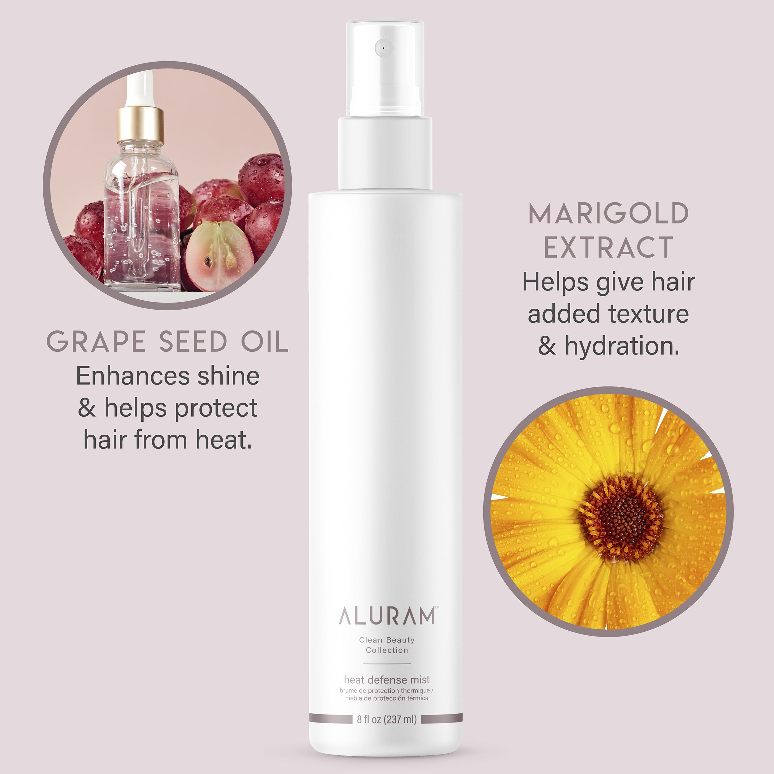 ALURAM Heat Defense Mist demonstrating frizz and humidity control for sleek results