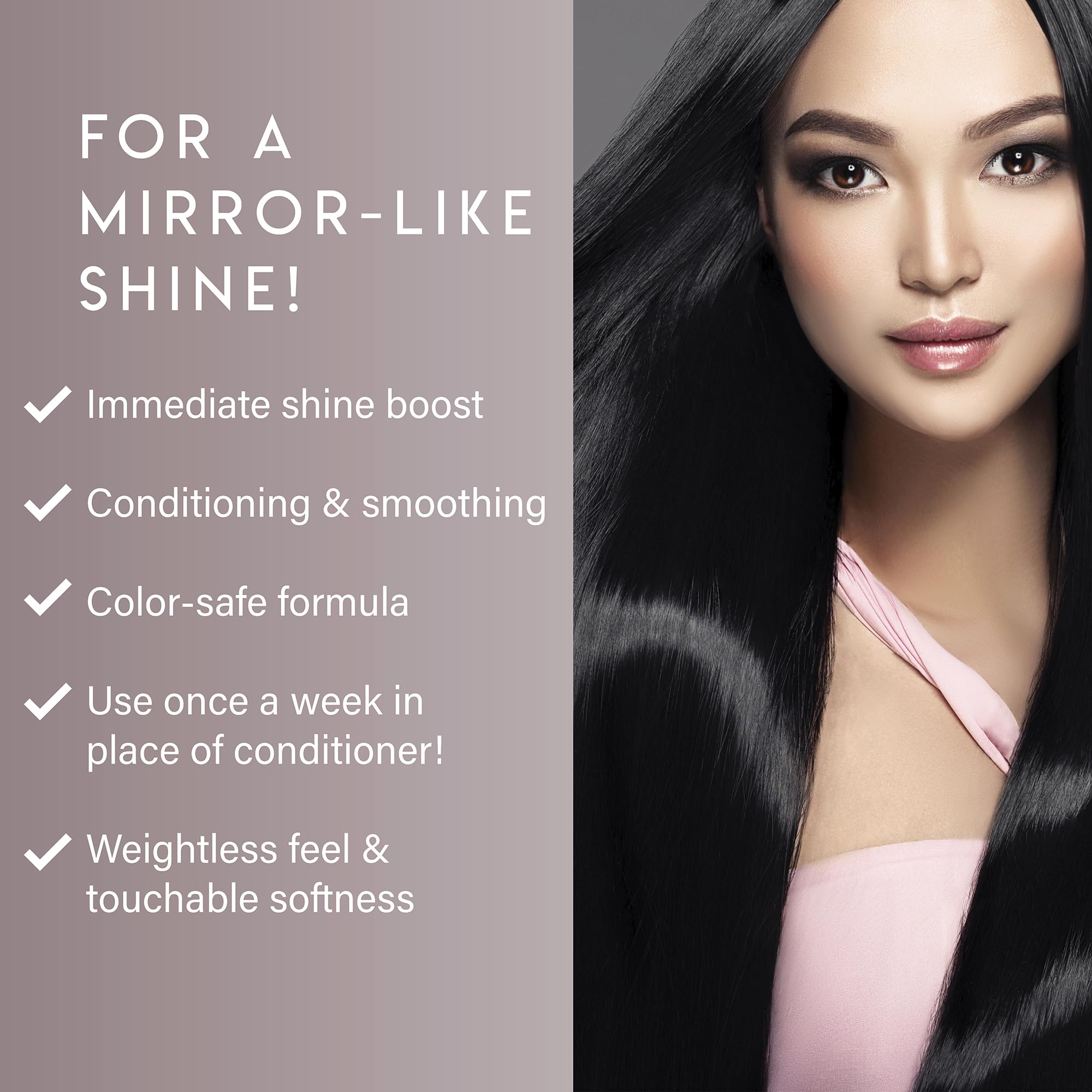 ALURAM smoothing detangle hair finish showing frizz reduction and silky feel.