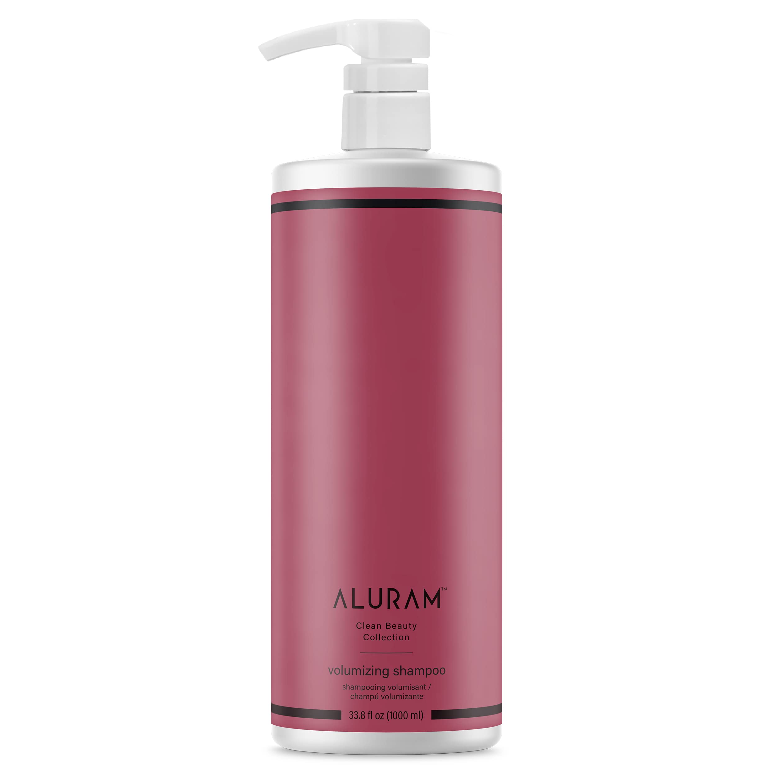 ALURAM Volumizing Shampoo bottle pouring rich lather for lightweight lift and fullness