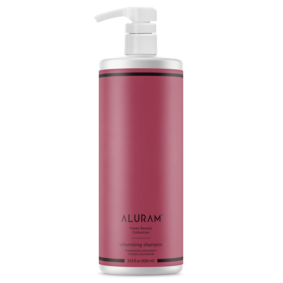 ALURAM Volumizing Shampoo bottle pouring rich lather for lightweight lift and fullness