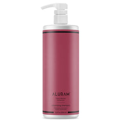 ALURAM Volumizing Shampoo bottle pouring rich lather for lightweight lift and fullness