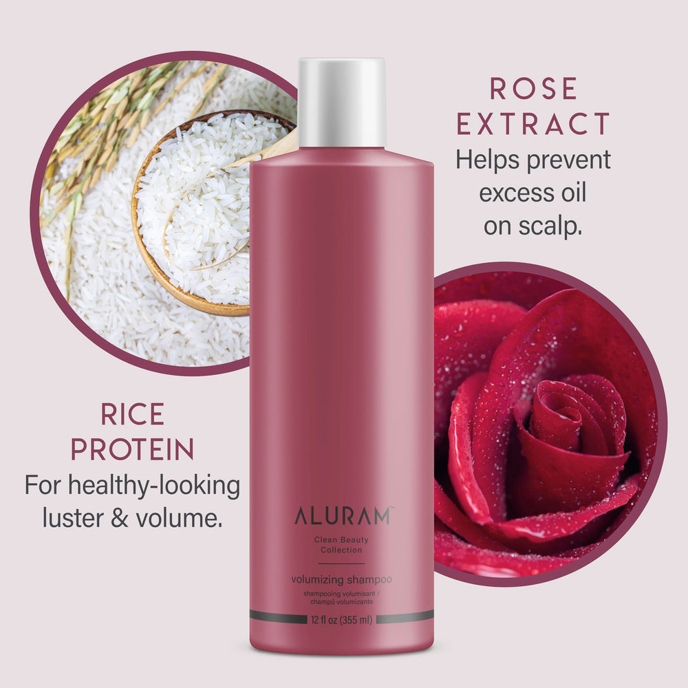 ALURAM Volumizing Shampoo rice protein extract strengthens strands while cleansing