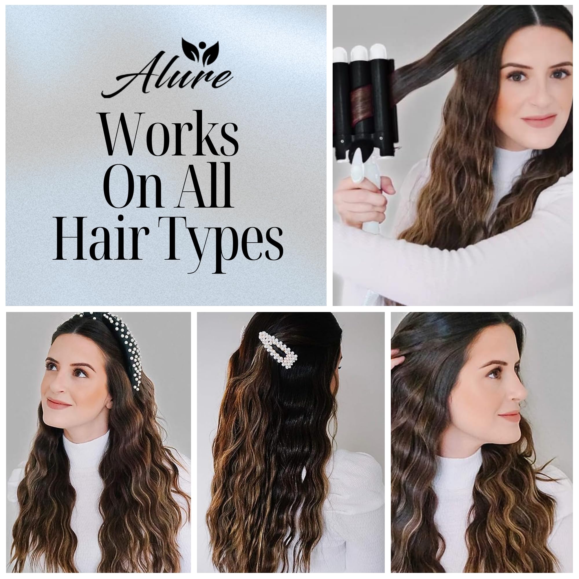 Alure curling iron wand LCD display showing precise temperature for tailored styling.