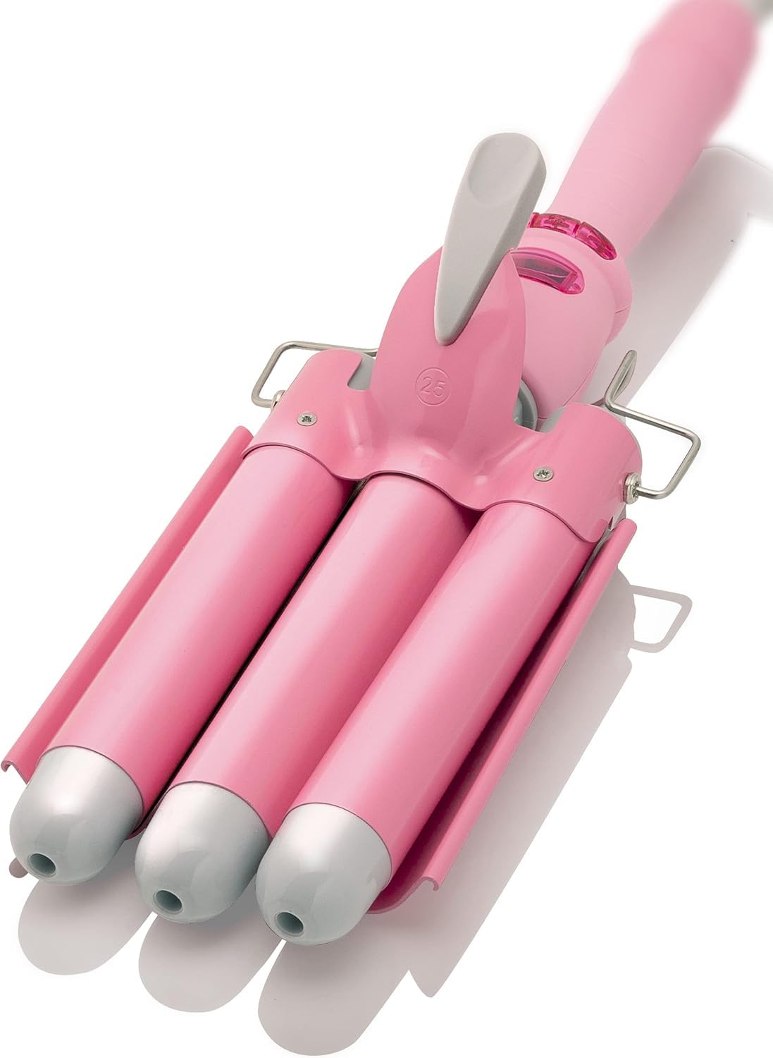 Alure three-barrel curling iron with LCD display enables fast, precise styling.