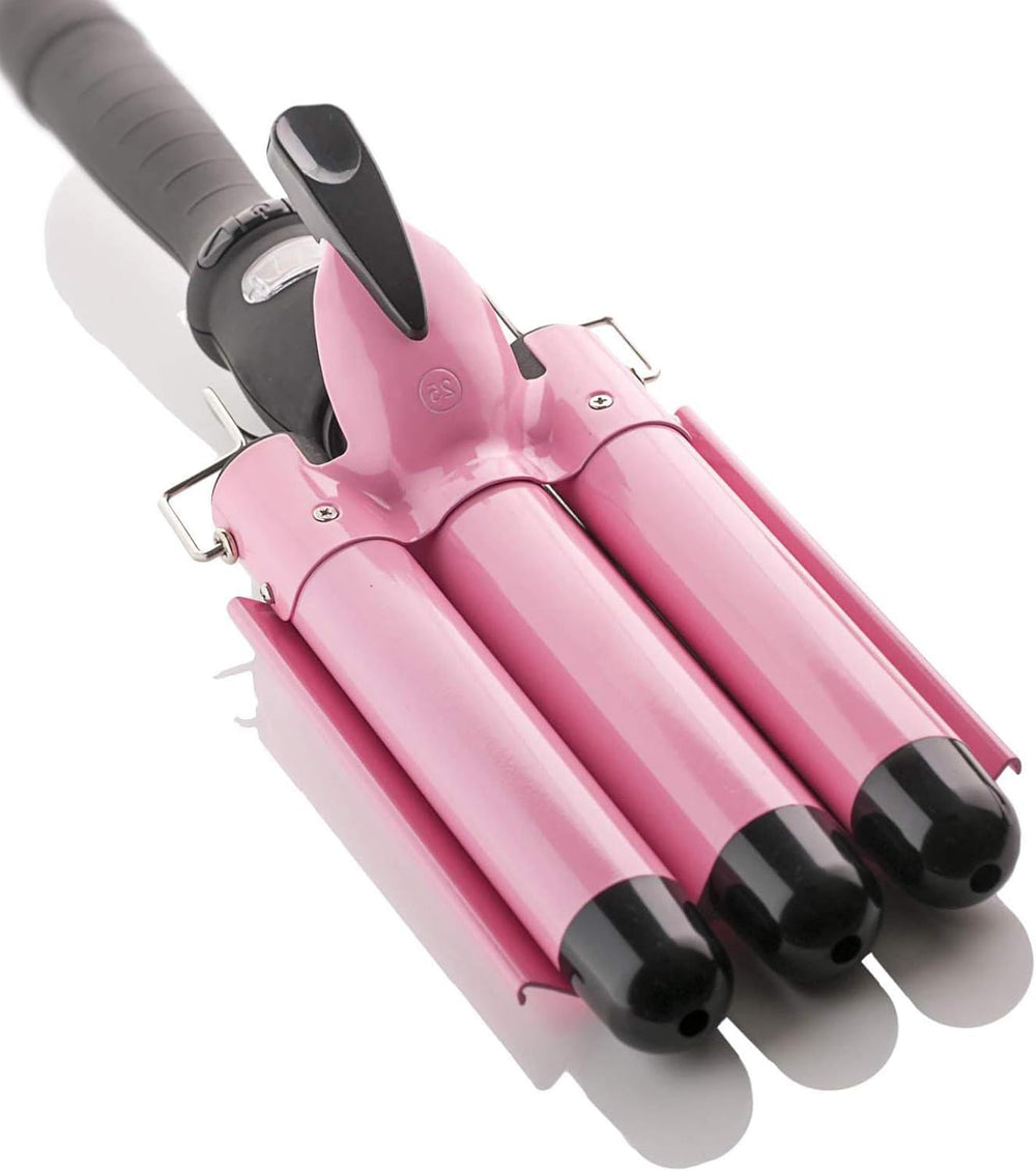Alure three-barrel curling wand with LCD display for precise heat control and faster styling.