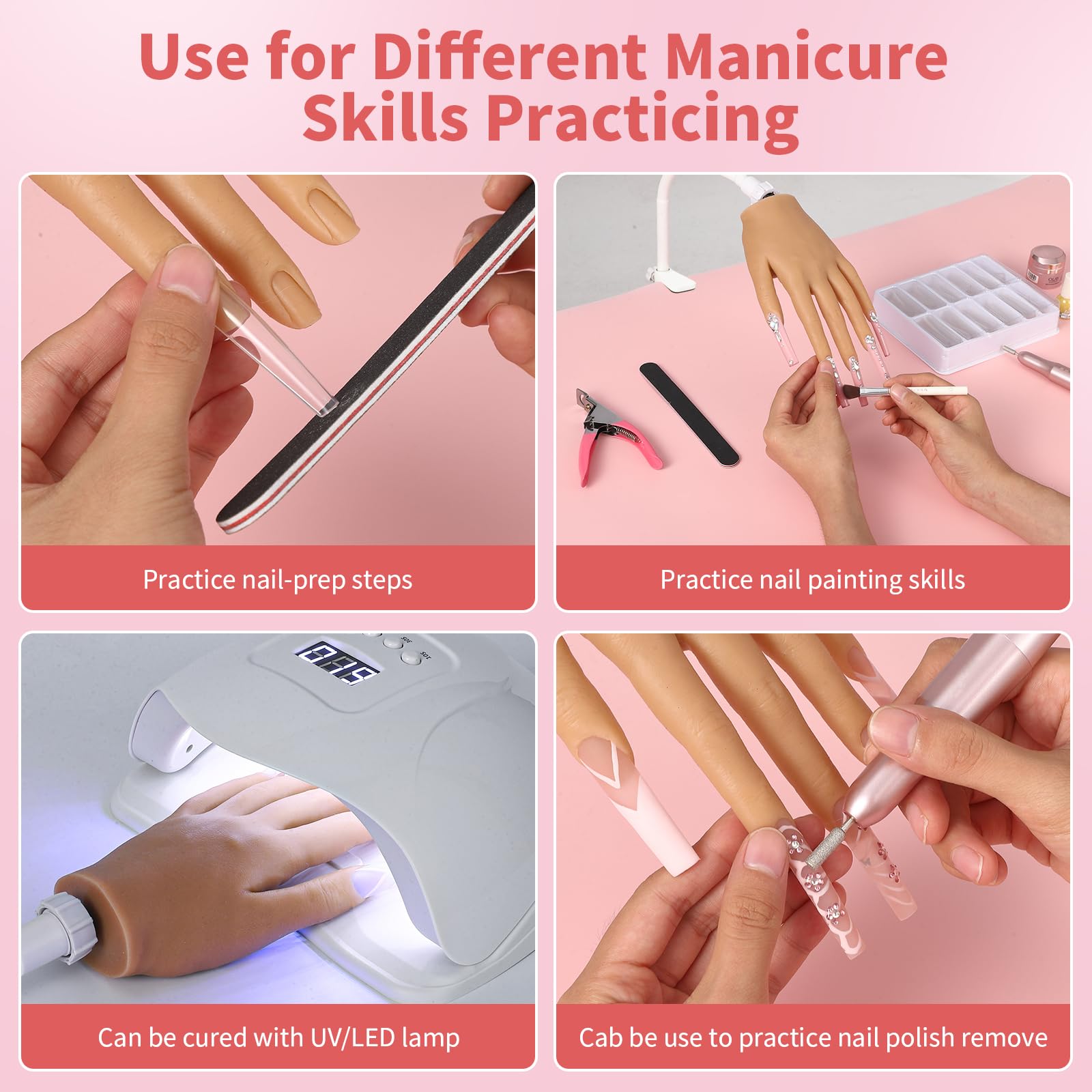 ALUROICE nail practice hand suits beginners and pros for skill development.