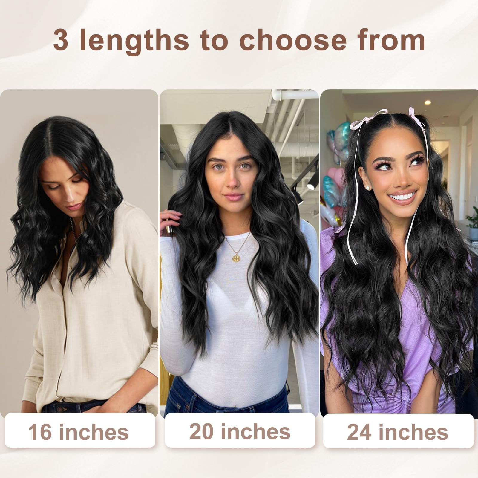 ALXNAN 24-inch extensions offer a fuller, longer look for versatile styles.