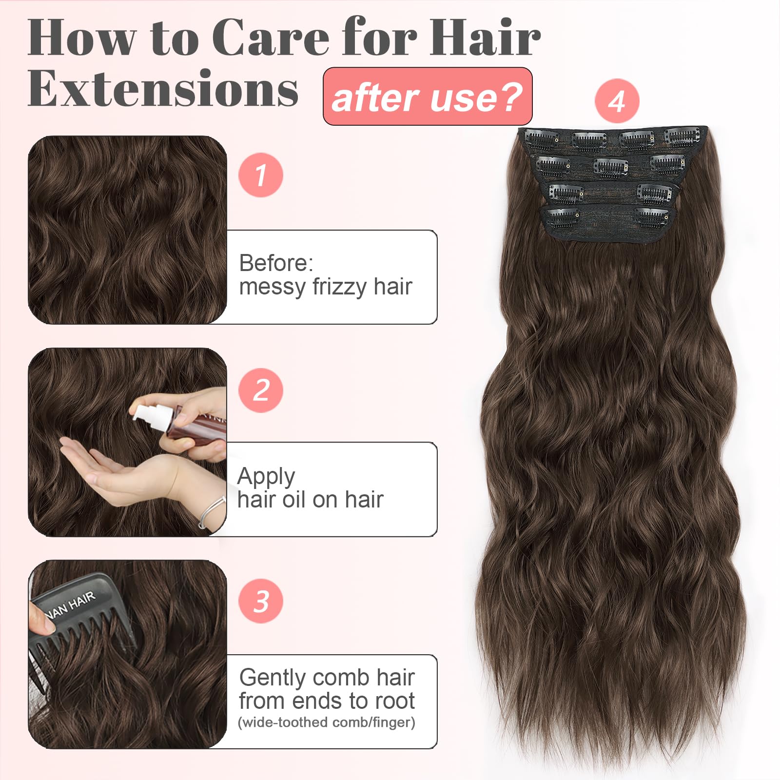 ALXNAN 4pcs clip-in set provides quick length boost