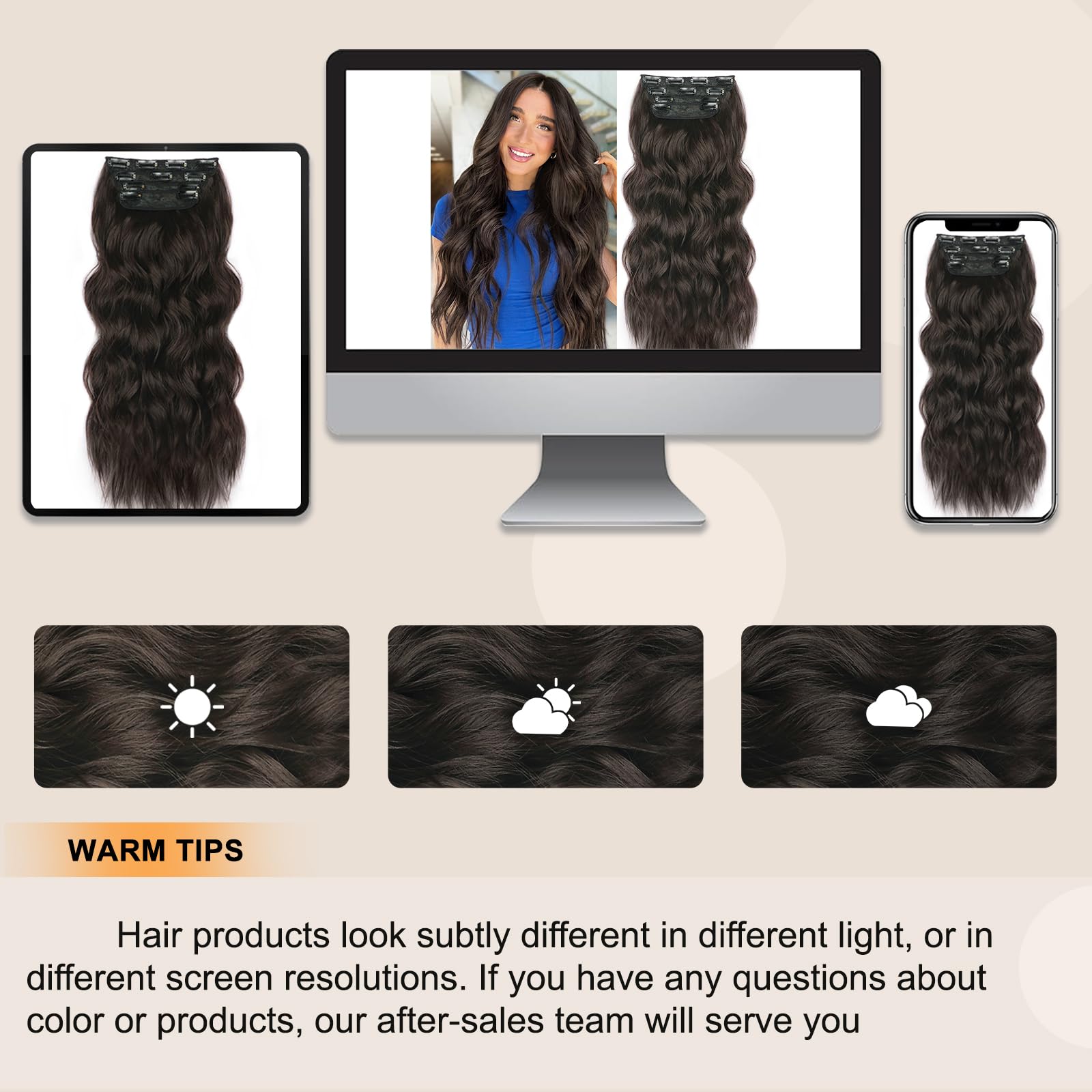 ALXNAN before-after look with clip-in extensions for added body