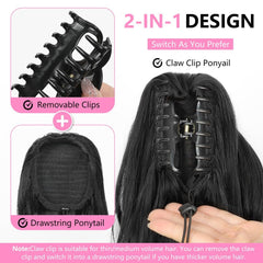 ALXNAN long curly wavy ponytail shows luxurious texture