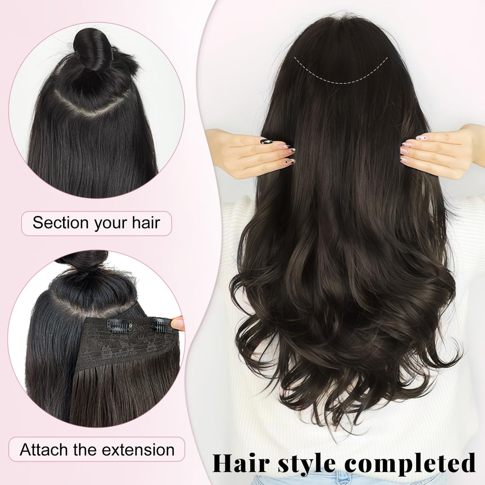ALXNAN long wavy extension top view showing layered texture for natural blend.