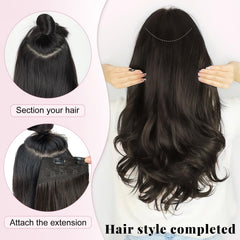 ALXNAN long wavy extension top view showing layered texture for natural blend.