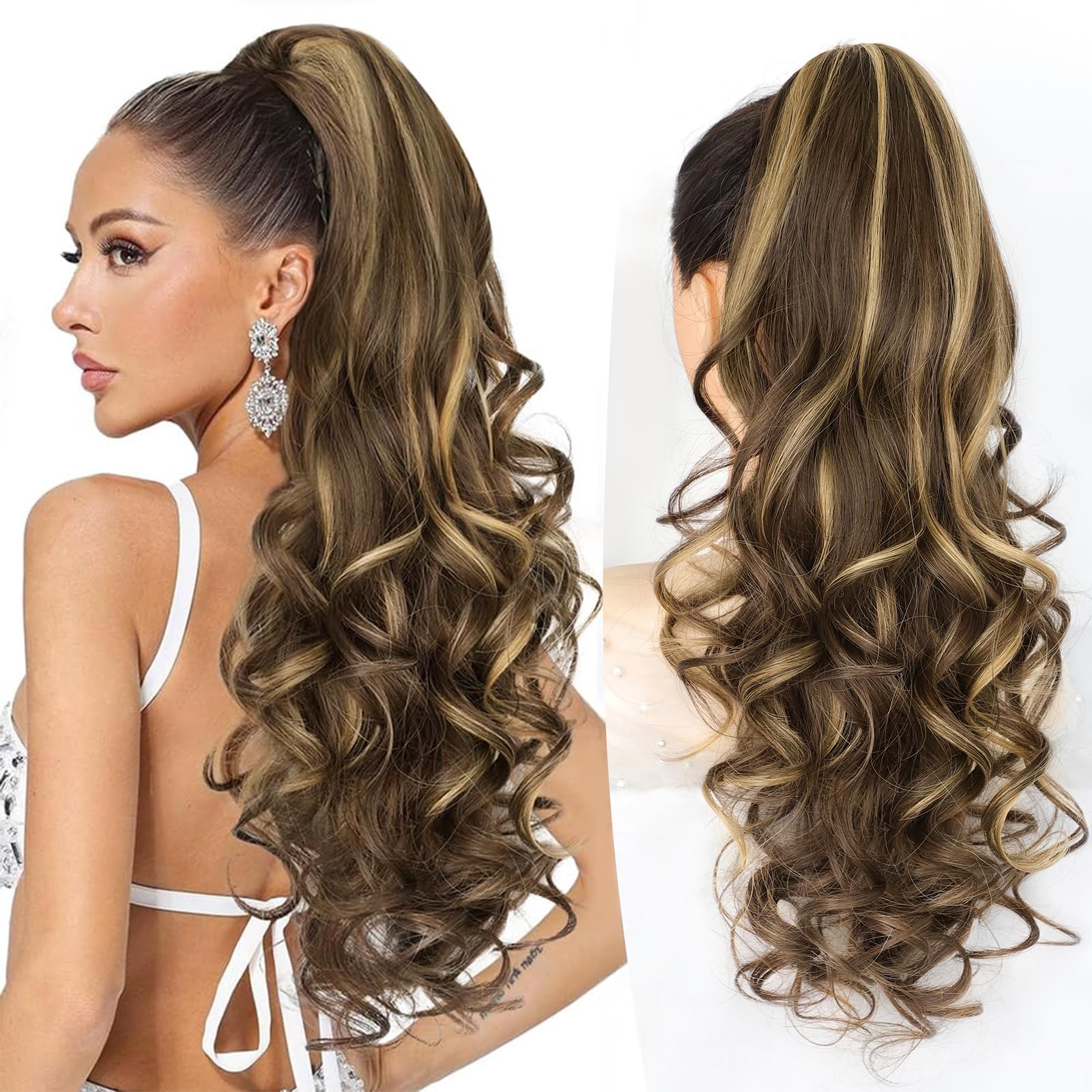 ALXNAN ponytail extension close-up shows natural blend and volume.