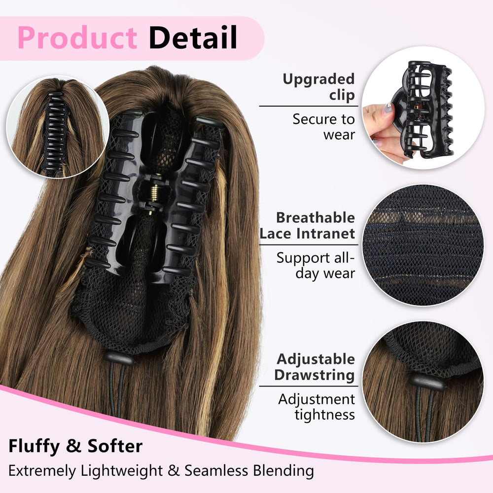 ALXNAN 24-inch ponytail length creates waist-length waves.