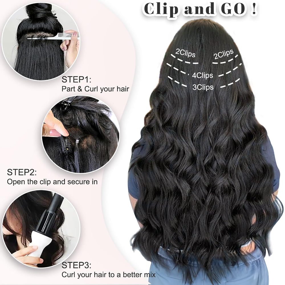 ALXNAN synthetic clip-in hair with soft texture for blending
