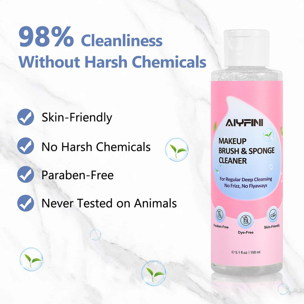 Gentle brush care with Alyfini cleaner preserving bristle softness after washing.