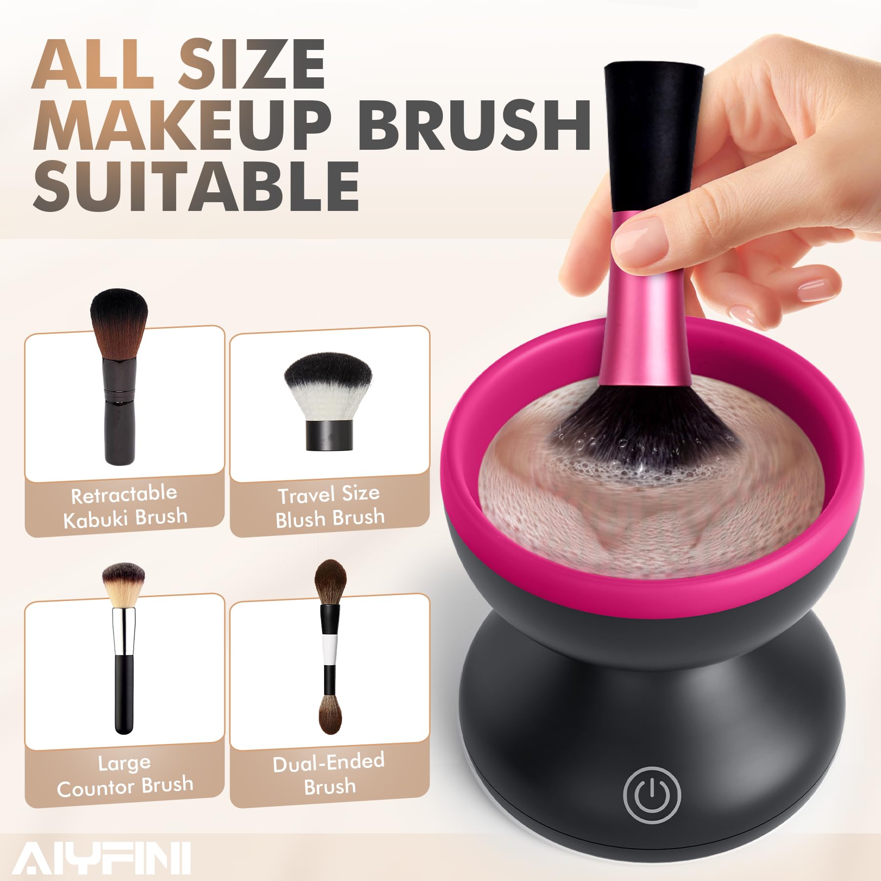 Alyfini Brush Cleaning in action demonstrating effective cleaning across brush sizes