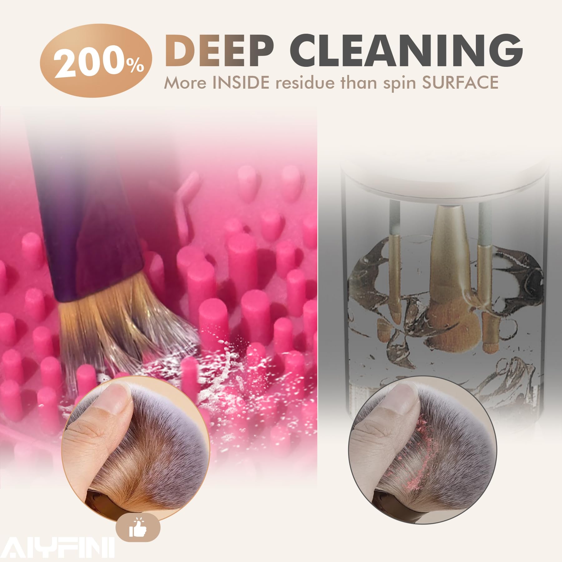Alyfini Silicone Cleaning Bowl close-up highlighting gentle bristle care during cleaning