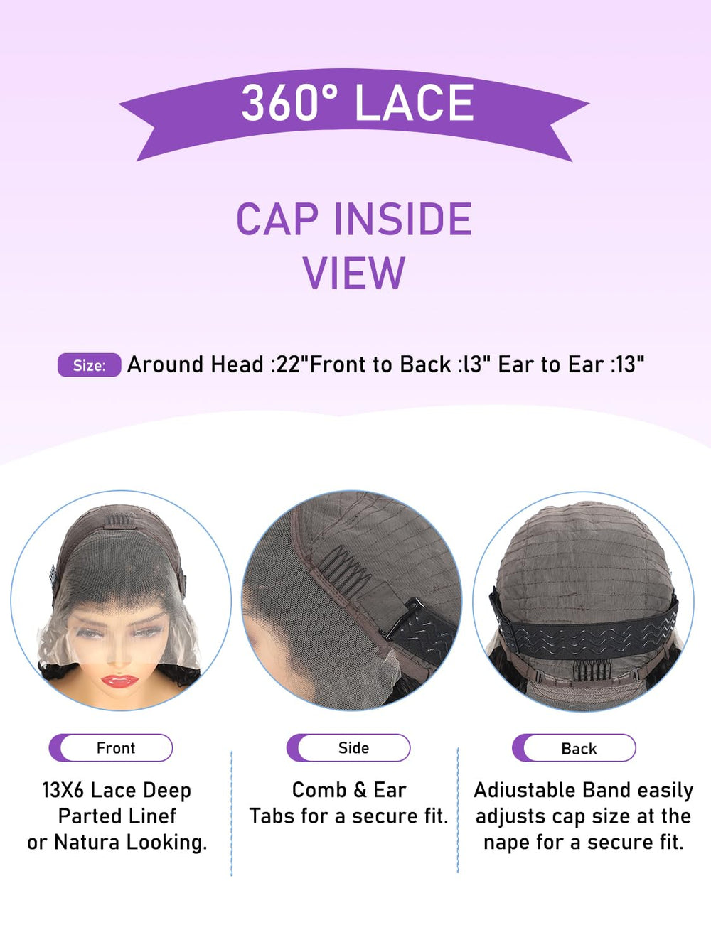 ALYOGA Deep Wave wig cap-adjustment feature for secure everyday wear