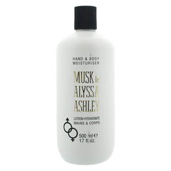 Alyssa Ashley Musk bottle closeup shows quick absorbing moisture