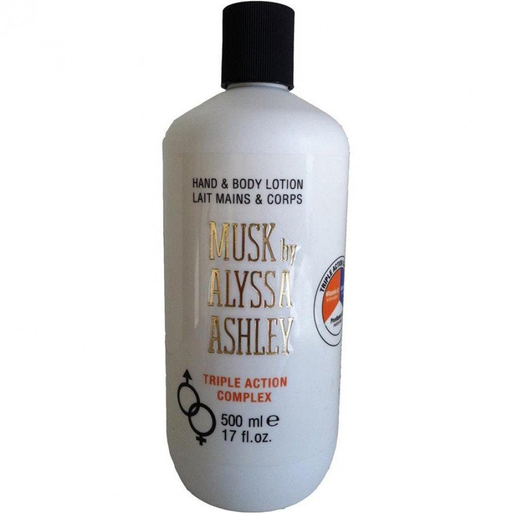 Alyssa Ashley Musk lotion texture swirl demonstrates creamy fast absorbing formula