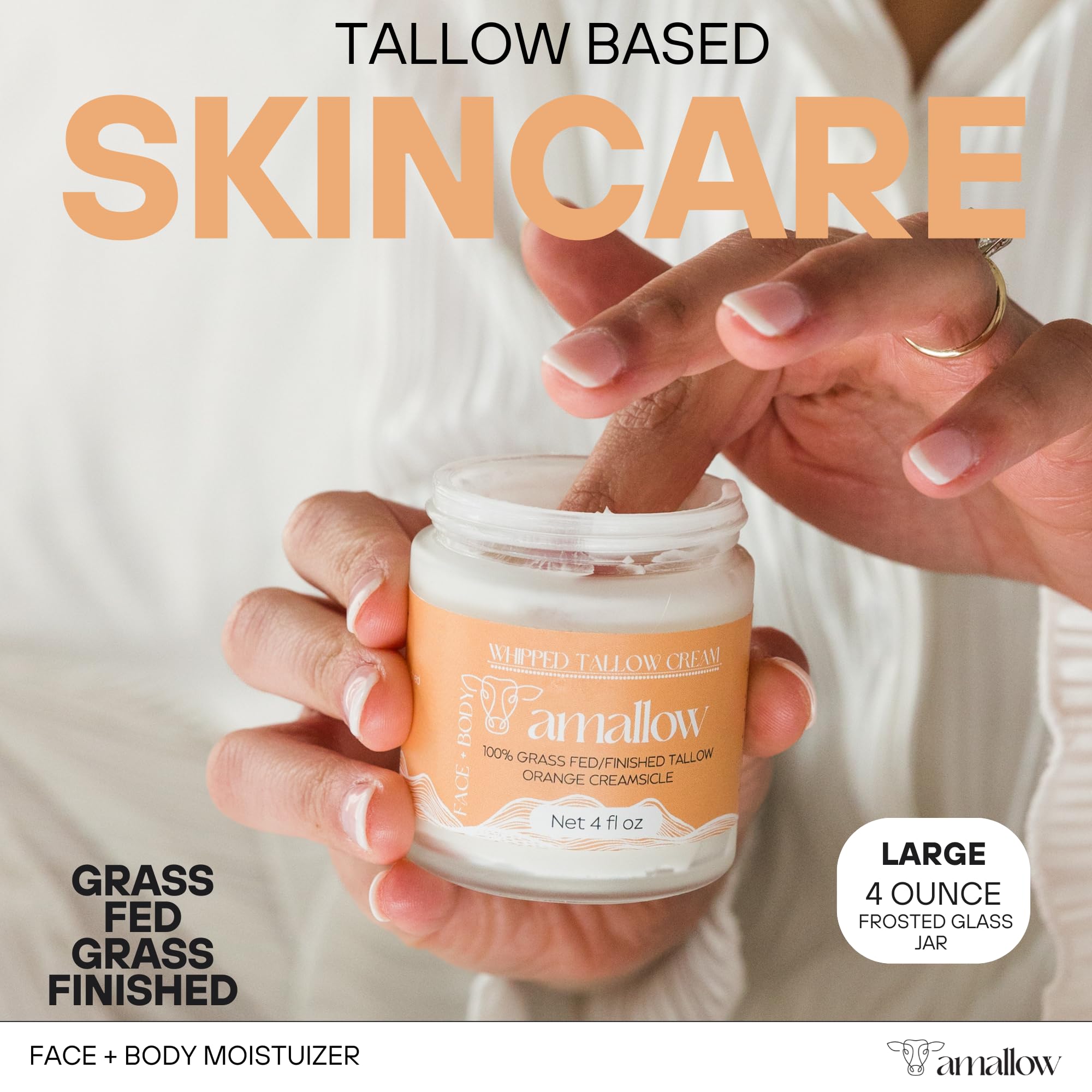 Amallow beef-tallow face and body application demonstrates versatile nourishment for daily care.