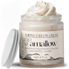 Amallow beef tallow face cream jar—unscented formula for sensitive skin nourishment.