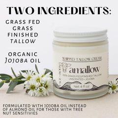 Amallow jojoba oil–infused tallow texture, non-clogging moisture.