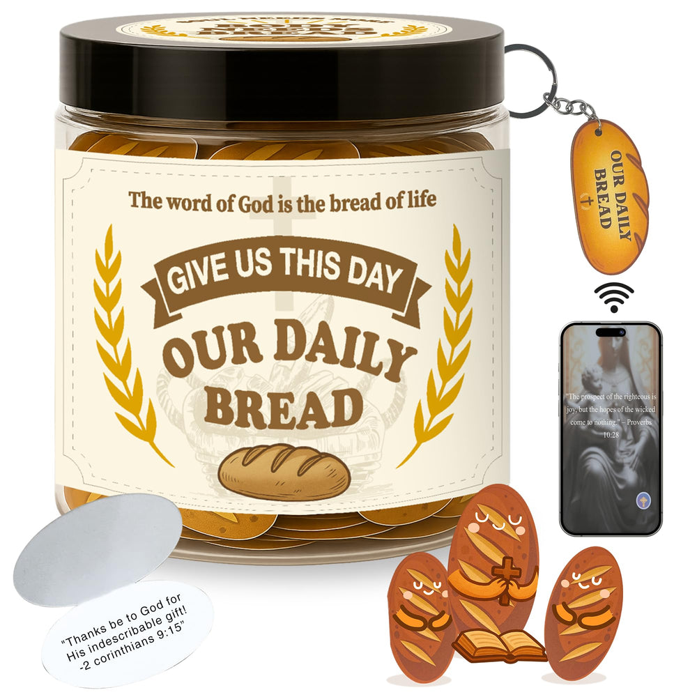 AMAQUANG Our Daily Bread Bible Verse Jar with NFC keychain – daily encouragement and scripture access.