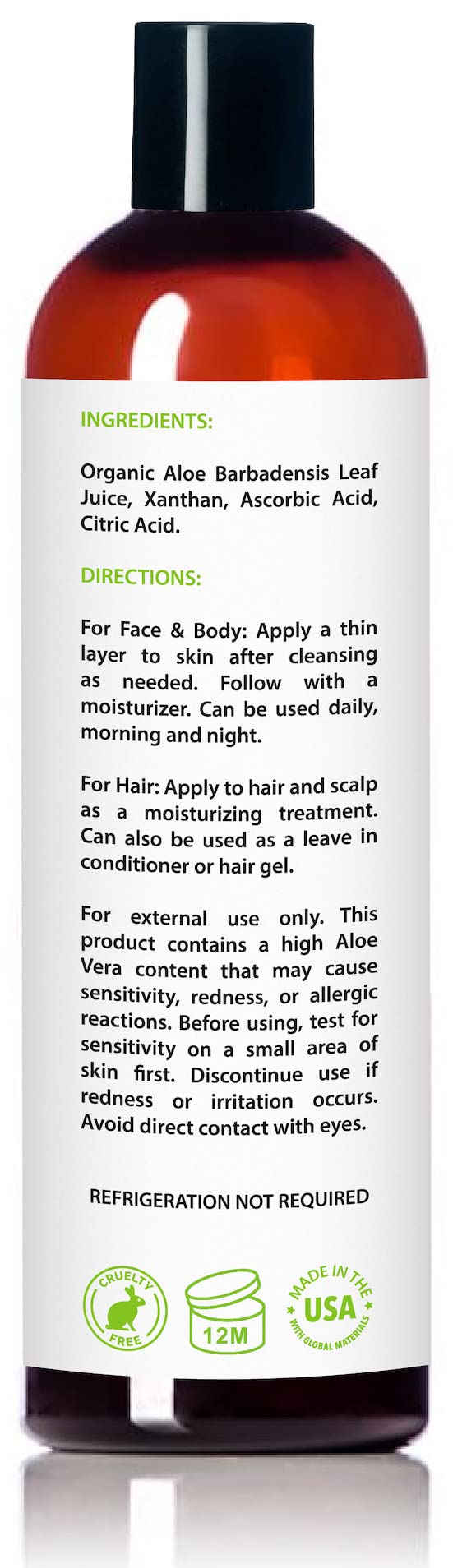 Amara Beauty Aloe Vera Gel on skin; quick-absorbing, silky finish