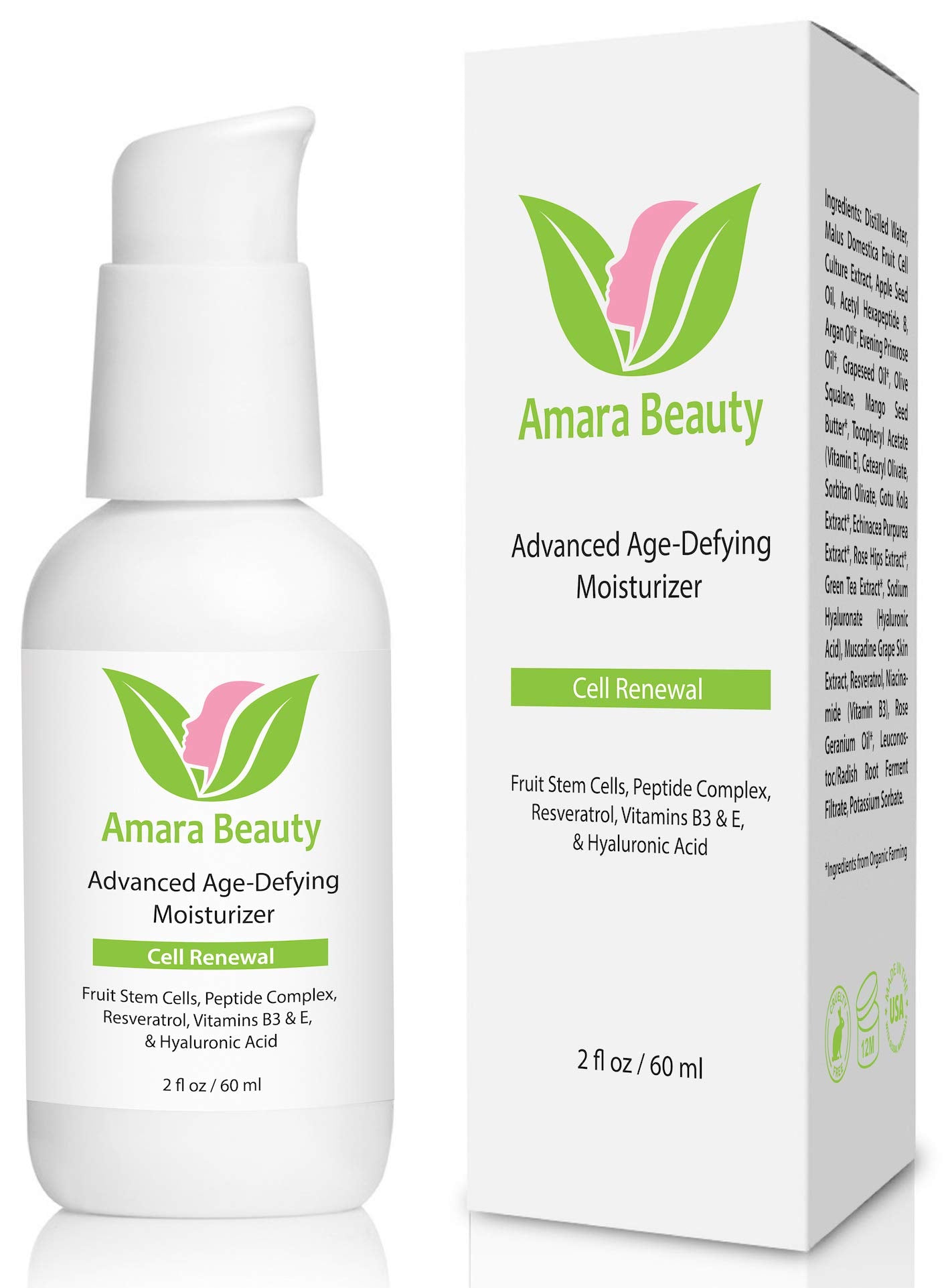 Amara Beauty Anti Aging Face Cream bottle closeup showing premium formula for refreshed skin.