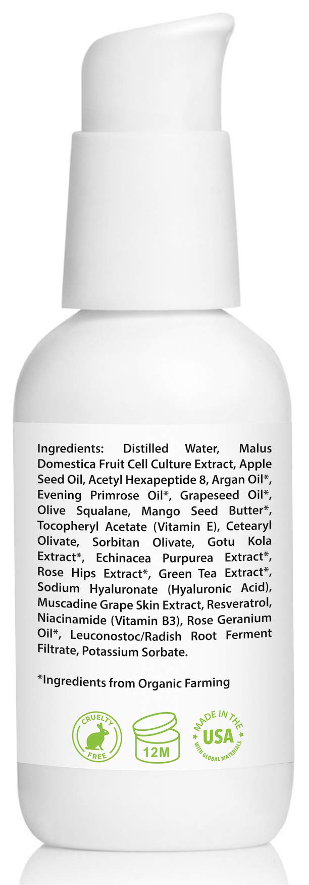 Amara Beauty Anti Aging Face Cream packaging-label closeup communicates vegan, cruelty-free, gentle formula.