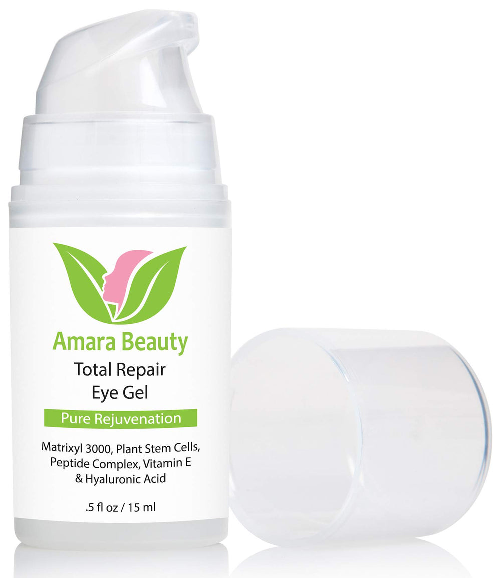 Amara Beauty eye cream gel tube packaging highlighting vegan and cruelty-free formula
