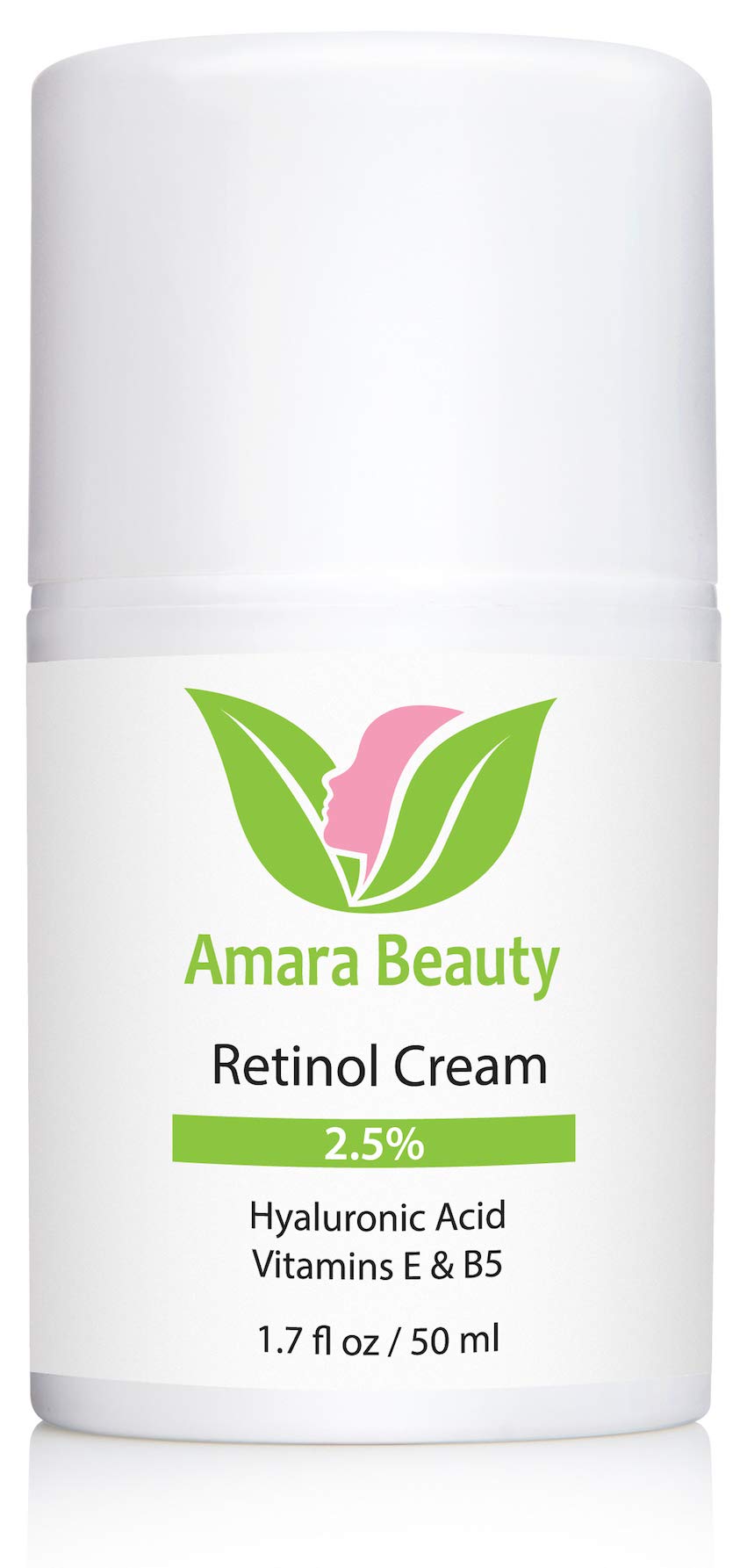 Amara Beauty Retinol Cream jar and spatula illustrate easy, precise application.