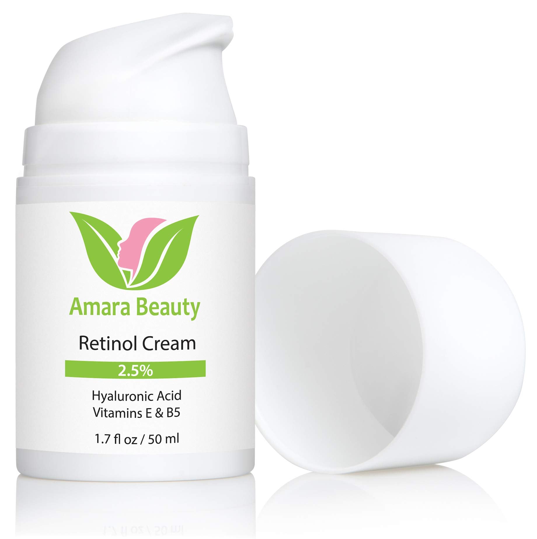 Amara Beauty Retinol Cream texture closeup reveals hydrating formula for smoother skin.
