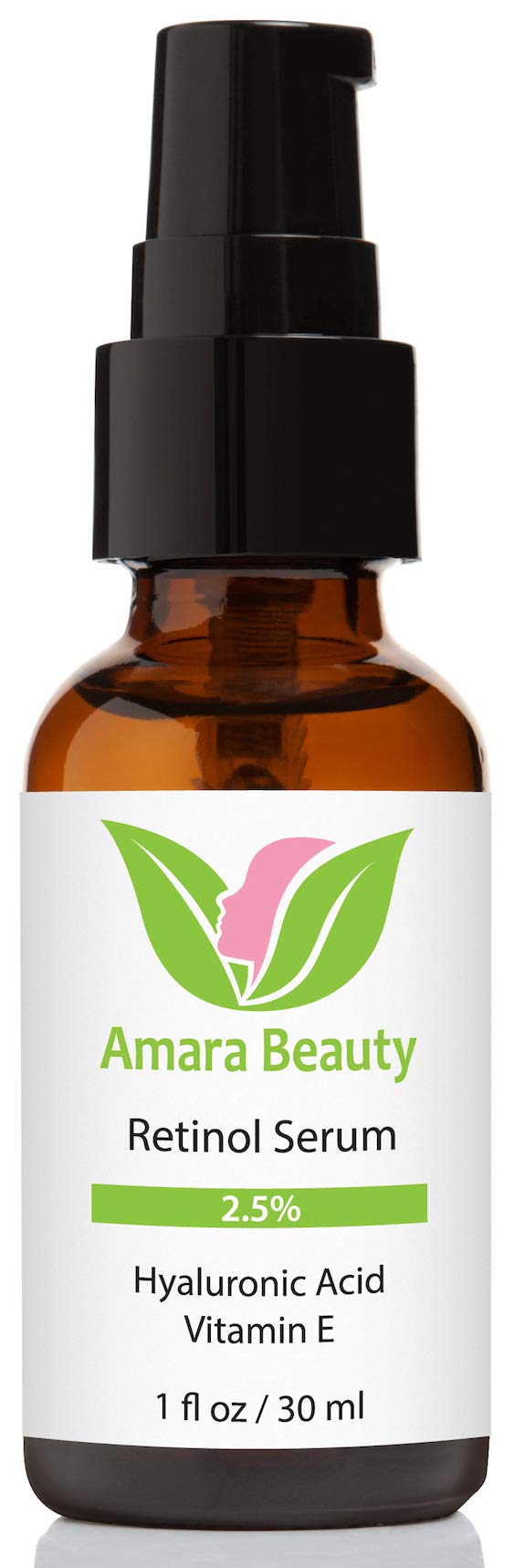 Amara Beauty Retinol Serum with hyaluronic acid close-up emphasizes hydration.