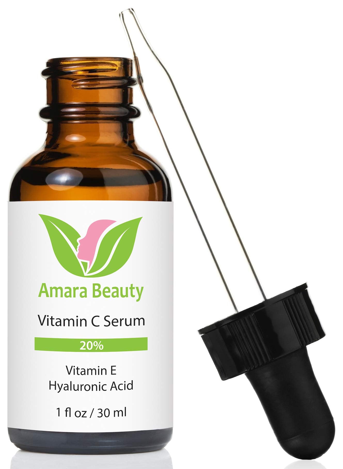 Amara Beauty Vitamin C Serum bottle being poured for brighter skin
