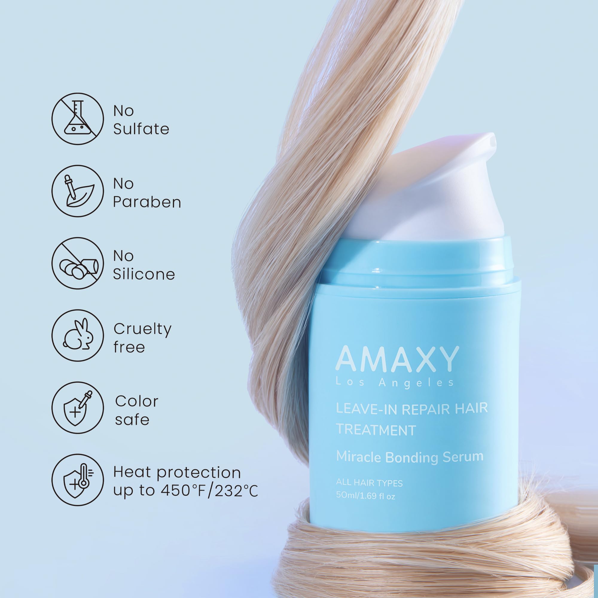 AMAXY Miracle Bonding Serum sulfate-free label on packaging