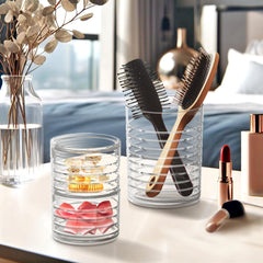 Amazing Abby Intrigue hairbrush holder helps grab brushes quickly without clutter.