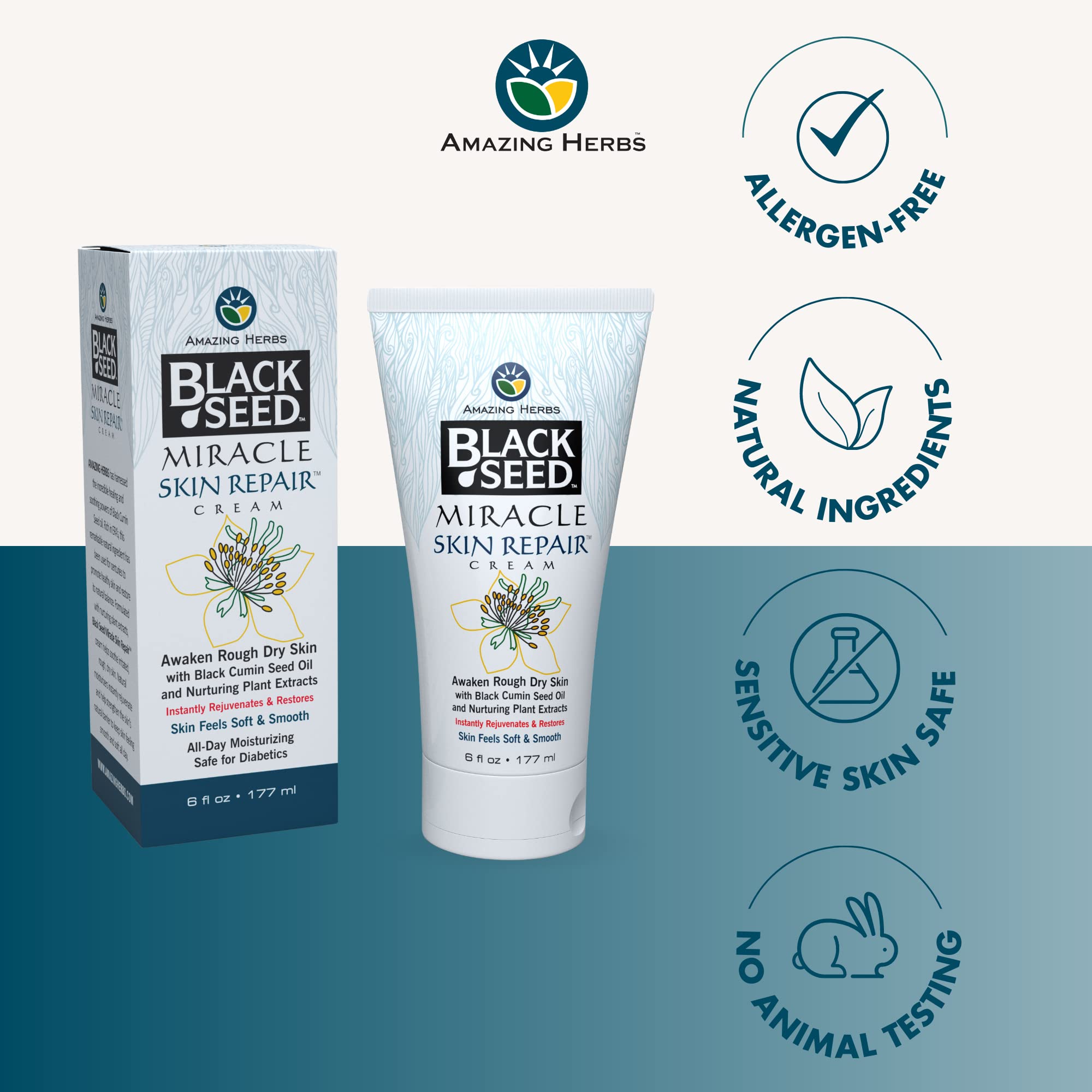 Amazing Herbs Black Seed Miracle Skin Cream being applied to improve skin softness and hydration.