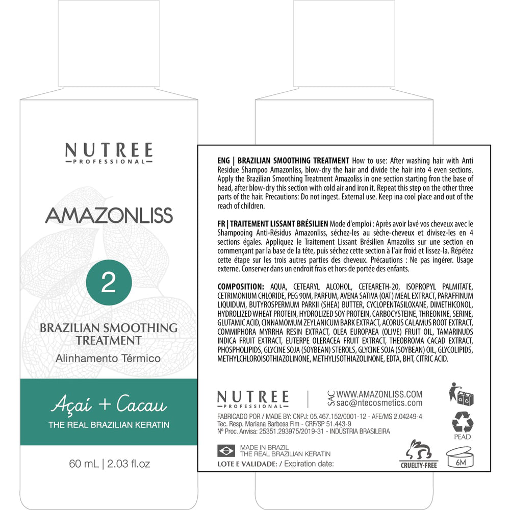 Amazonliss keratin bottle closed emphasizes compact storage and travel readiness.